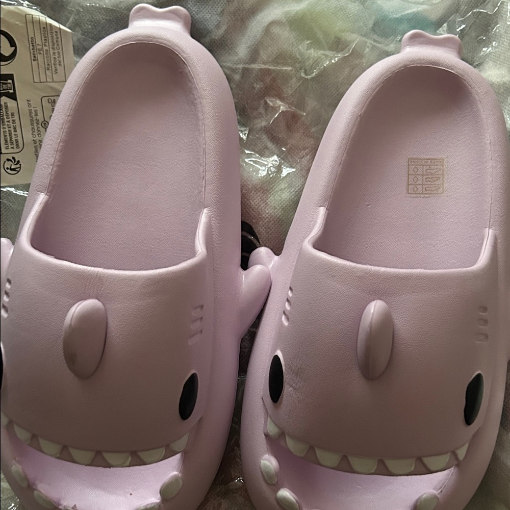 Cute Shark Slippers in Light Purple